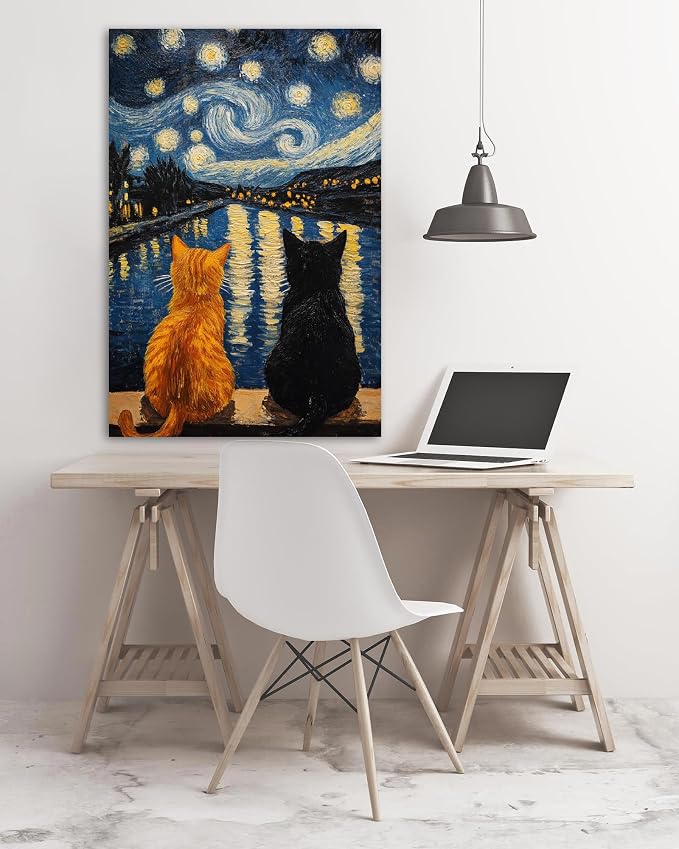 Cat Stamped Cross Stitch Kits for Adults, 11CT Needlepoint Starry Sky Counted - Image 5