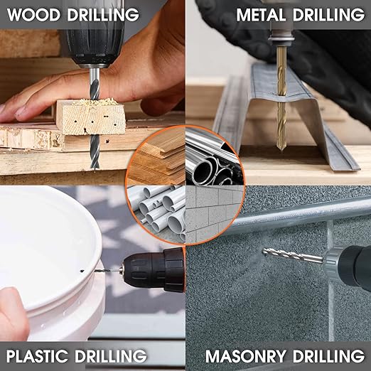 ENERTWIST Drill Bit Set, Drill Bits for Metal, Wood, Masonry-109Pcs Titanium, High Speed Steel Drill Bit Screwdriver Bit Set with Ratchet Screwdriver in Storage Case