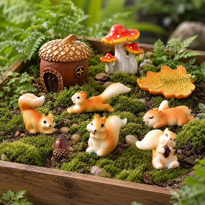 Fairy Garden Accessories, 9 Pieces Squirrel Resin Figures - Image 8