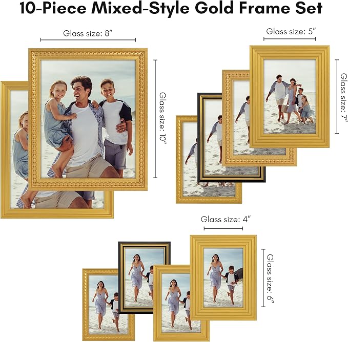 Americanflat Set of 10 Vintage Gold Frames - Image 2