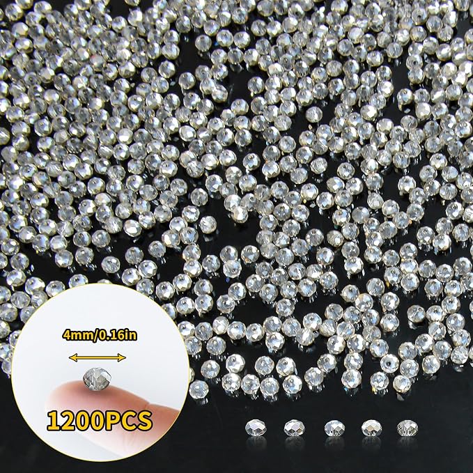 1200Pcs 4mm Crystal Glass Beads - Image 2