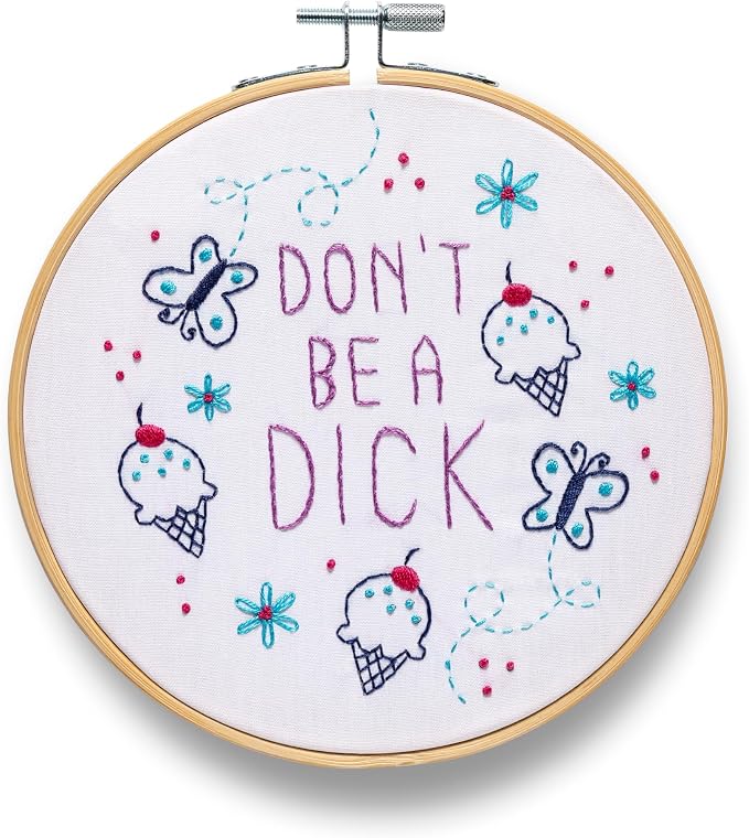 FUNATIC Don't Be A Dick Embroidery Kit | Funny Beginner Needle Work Starter Set by FUNATIC