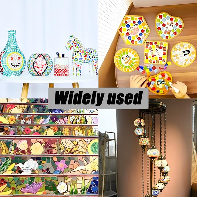 200g Assorted Colors Irregular Crystal Glass Mosaic Tiles, Colorful Glass - Image 5