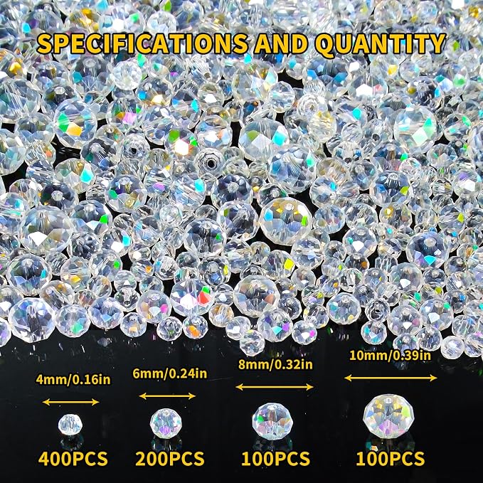 800Pcs 4/6/8/10mm Crystal Glass Beads - Image 2