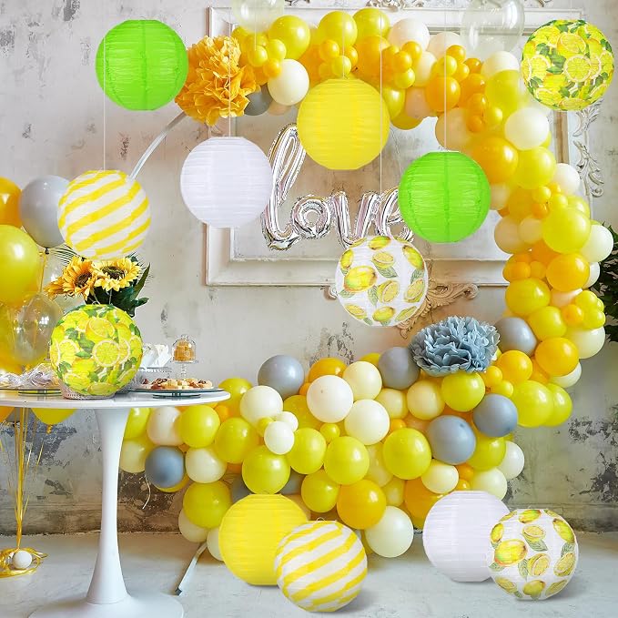 Panelee 12 Pcs Summer Lemon Party Decorations Paper Lanterns Round Hanging - Image 4