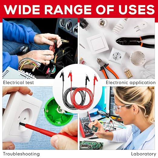 Dunzy 8 Pcs 14 Gauge Jumper Wires Alligator Clips to Alligator Clip Electrical Test Wires Set Silicone Flexible Cable for Electrical Testing (6.6 Ft)