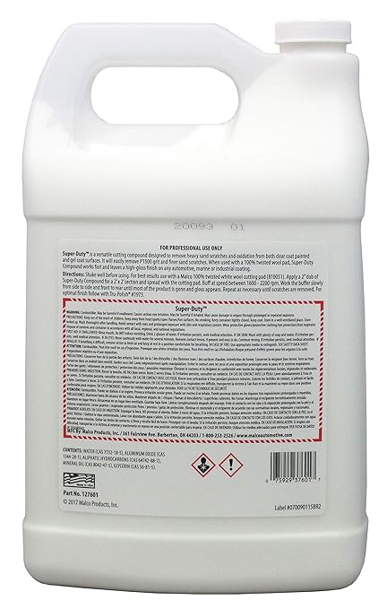 Malco Super Duty Heavy Cut Compound - Professional Cutting, Polishing and Finishing Compound/for Auto Paint Correction, Detailing and Buffing / 1 Gallon (127601)
