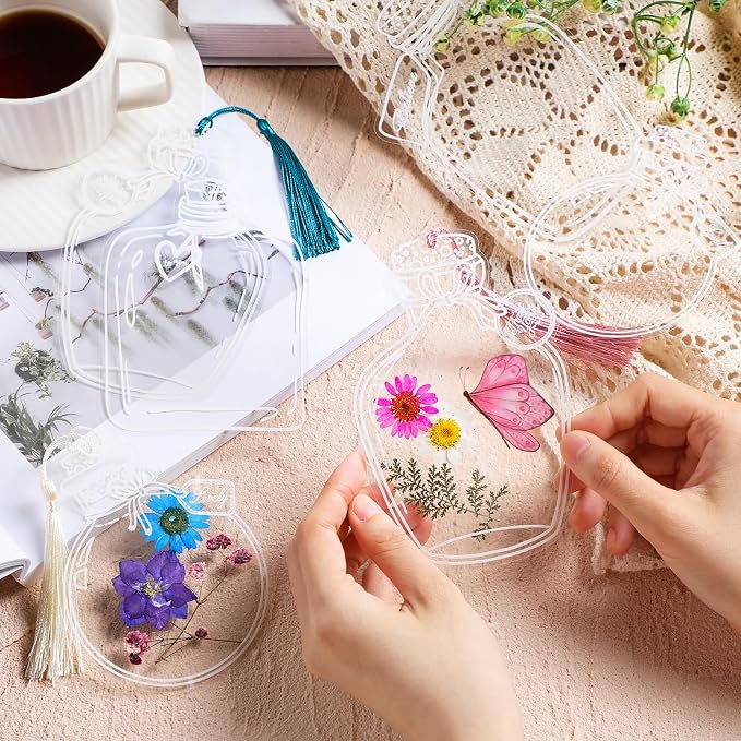 TaoBary 91 Pcs DIY Handmade Transparent Dried Flower Bookmark Set Include - Image 6