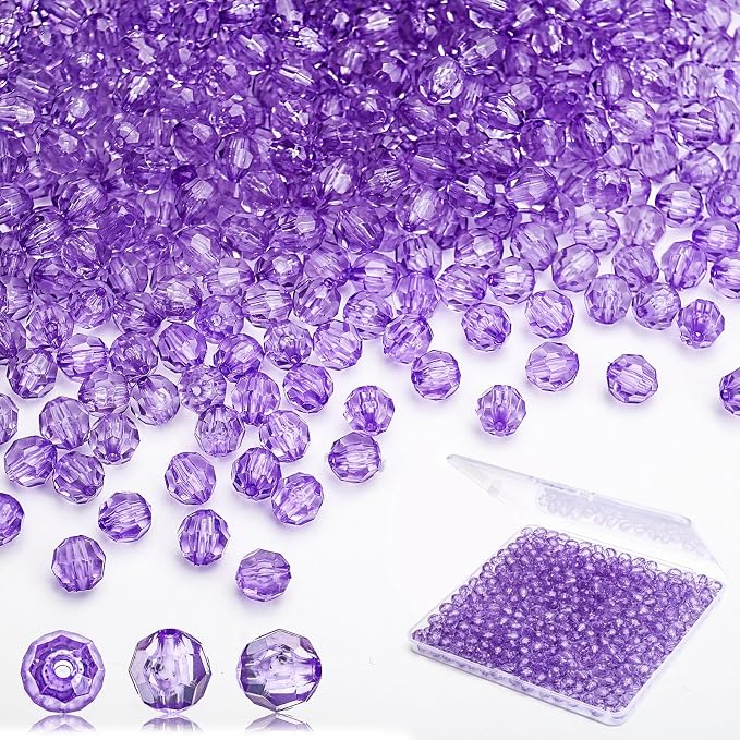 BONNY BOXX 2000pcs 4mm Acrylic Faceted Round Crystal Beads Transparent Light by BONNY+BOXX