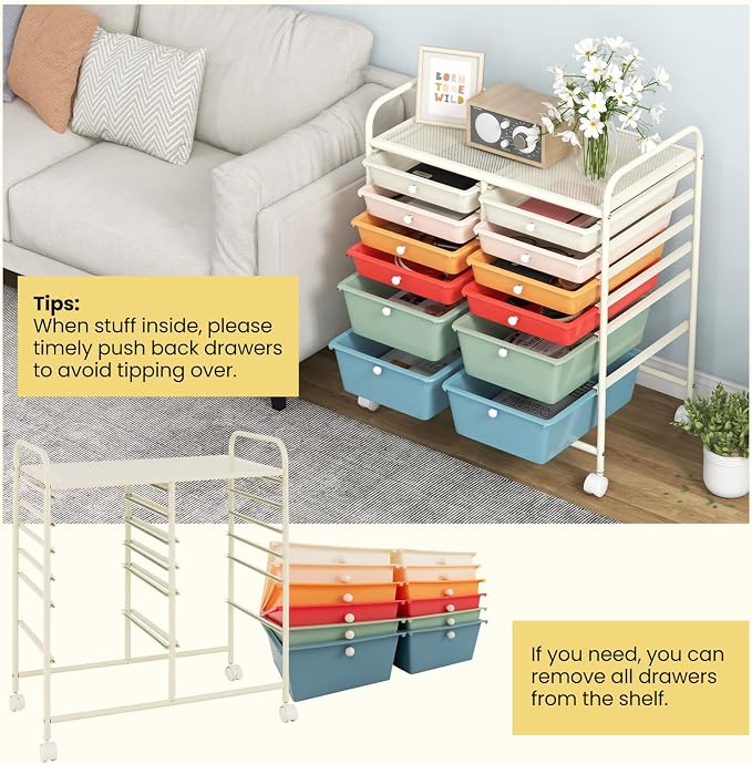 BECOMFORT 12-Drawer Rolling Cart - Image 4