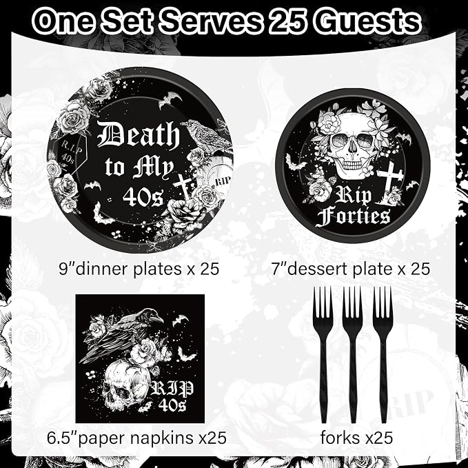 Qyeahkj 100 Pcs 50th Birthday Plates and Napkins Party Supplies Death To My - Image 2