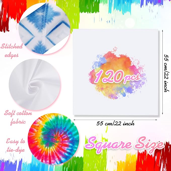 Chumia Cotton White Bandana for Tie Dying Bulk Blank Solid Handkerchiefs Unisex - Image 2