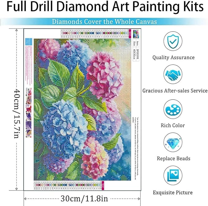 EIBEILI Diamond Art Kits for Adults-Hydrangea Flowers Diamond Painting Kits | - Image 4