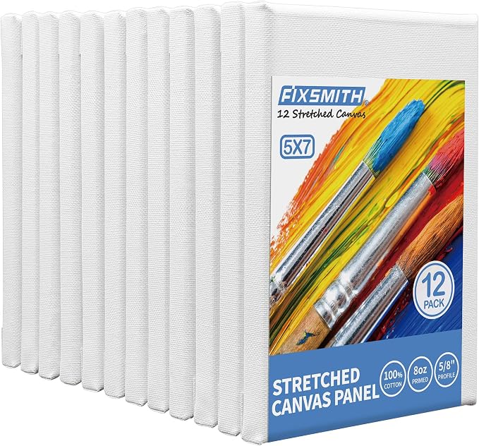 FIXSMITH Stretched White Blank Canvas- 5x7 Inch, Bulk Pack of 12, 100% Cotton - Image 5