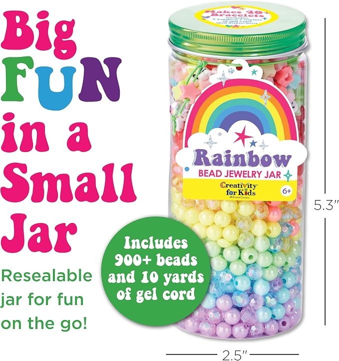 Creativity for Kids Rainbow Bead Jar Jewelry Making Kit: Makes 40+ Friendship - Image 8