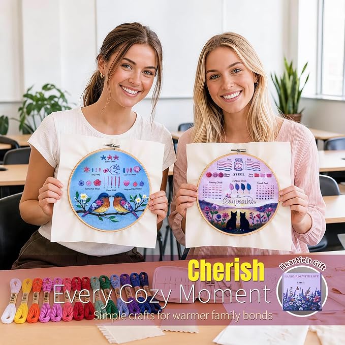 ETSPIL Beginner Embroidery Kit for Adults, Full-Color Print, 4K Video | - Image 9