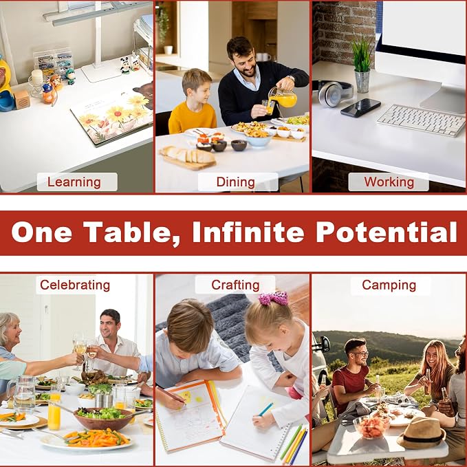 Elevon Folding Table, 4 Feet Heavy Duty Fold-in-Half Utility Table Indoor - Image 7