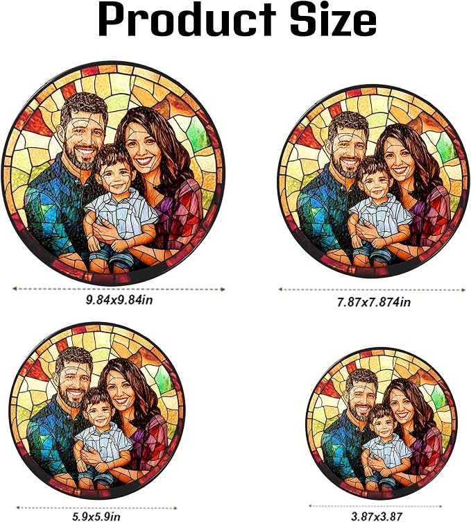 Personalized Family Stained Glass Sun Catcher, Custom Photo Family Portrait - Image 7