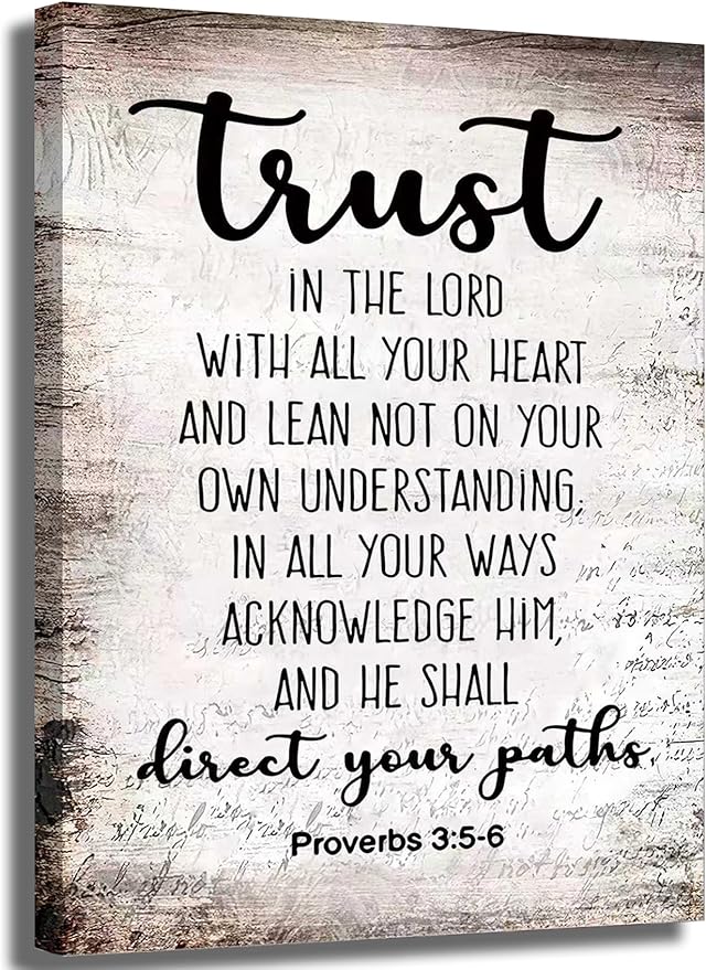 YOXORDQ Proverbs 3:5-6 Bible Verse Wall Art-Canvas Wrapping 12x16in | Trust in by YOXORDQwallart