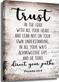 YOXORDQ Proverbs 3:5-6 Bible Verse Wall Art-Canvas Wrapping 12x16in | Trust in by YOXORDQwallart