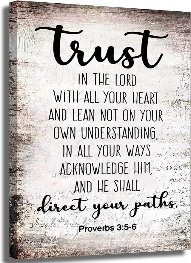YOXORDQ Proverbs 3:5-6 Bible Verse Wall Art-Canvas Wrapping 16x24in | Trust in by YOXORDQwallart