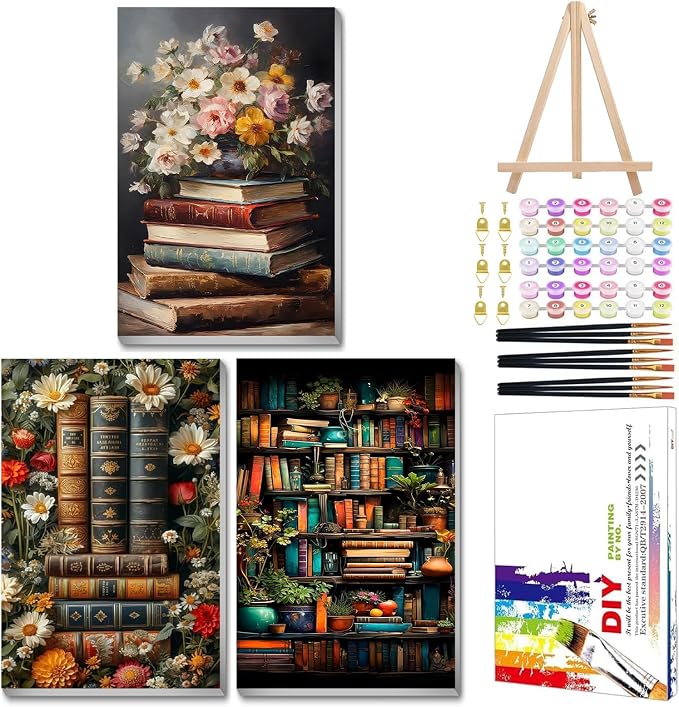 Mandun 3 Pack Paint by Numbers for Adult, Book Paint by Numbers Kit for Adults by MANDUN