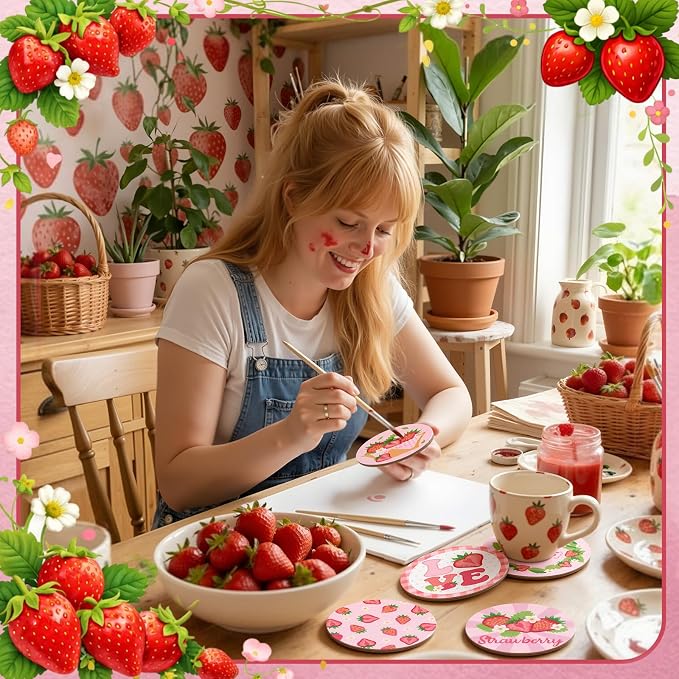Reallnaive 8 Pcs Strawberry Paint by Numbers Kit - Image 2