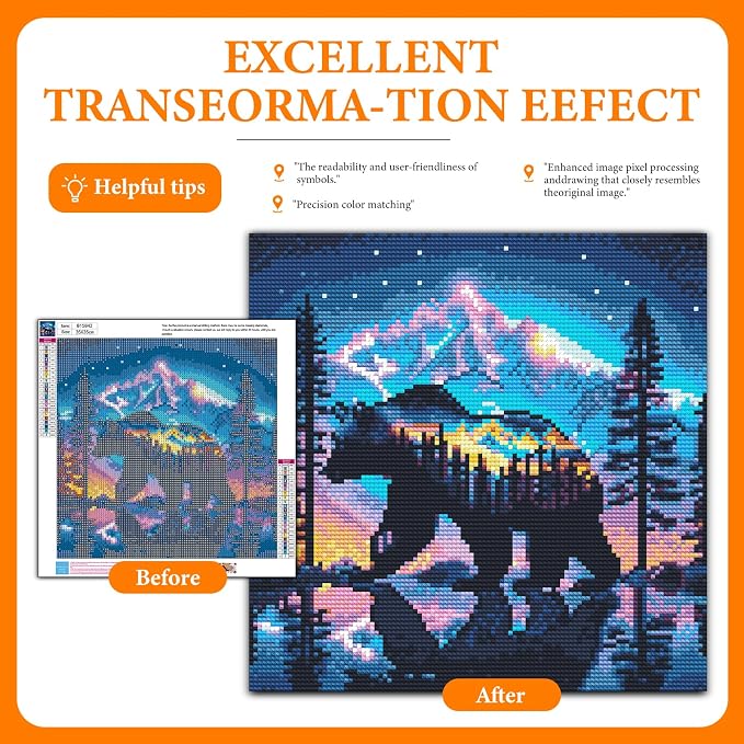 Offito Bear Diamond Art Kits for Adults, Forest Mountains Polar Bear Diamond - Image 2