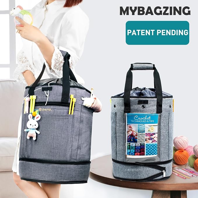 MYBAGZING Expandable Crochet Bag-Knitting Bag Yarn Storage Yarn's Organizer and - Image 5