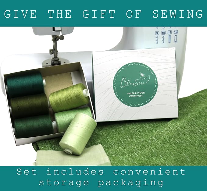 BlesSew Sewing Thread in Green Color Tones – 6 Spools of Polyester Thread - Image 5