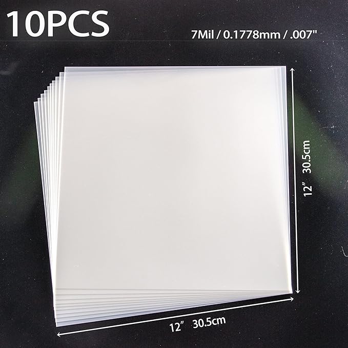 10PCS 7mil Blank Mylar Stencil Sheets, 12X12 inch Milky Translucent PET Blank - Image 2