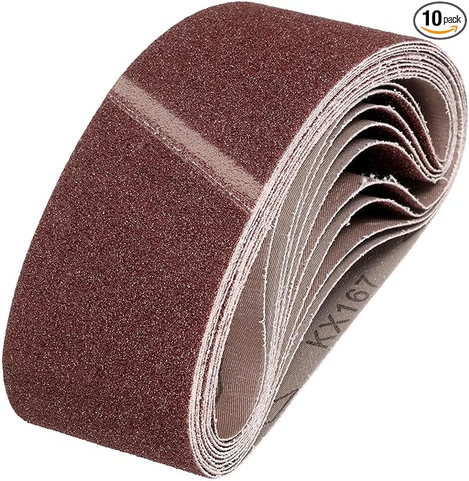 HARFINGTON 3 x 21 Inch Sanding Belts, 10 Pcs 50 Grit Aluminum Oxide Abrasive Belt Sander File Belt for Woodworking, Metal Polishing, Knife Sharpener