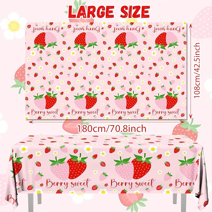 Strawberry Tablecloths Birthday Decorations, Plastic Berry Sweet Table Covers - Image 6