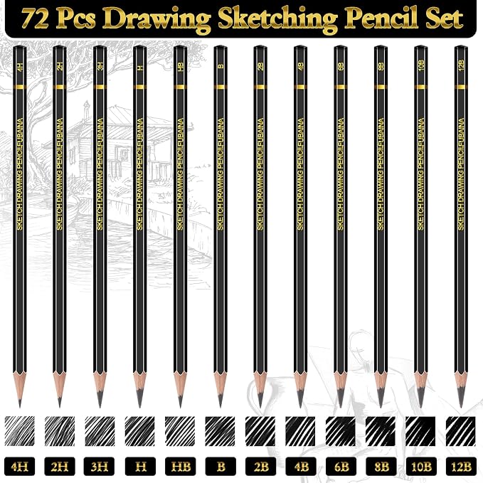 72 Pcs Drawing Sketching Pencil Set Professional Graphite Charcoal Gift Bulk - Image 3