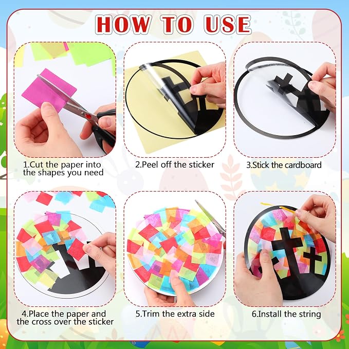 Eersida 32 Sets VBS Cross Suncatcher Craft Kit Christian Religious DIY Stained - Image 6