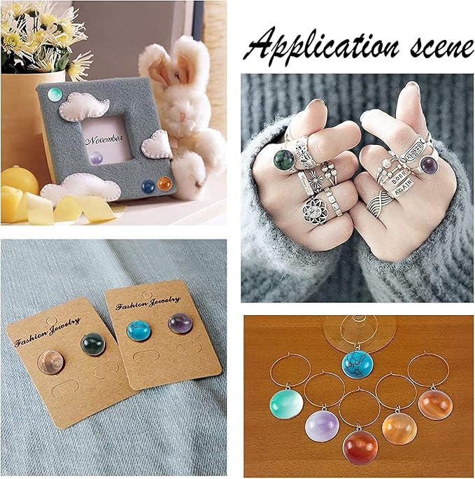 PH PandaHall 46pcs 23 Styles Stone Cabochons 8mm Gemstone Half Round Flatback - Image 6