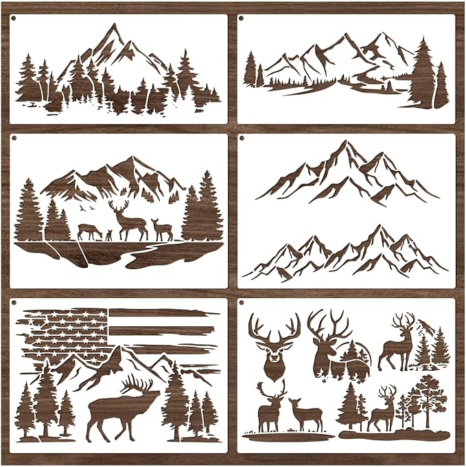 Mountain Stencils for Painting on Wood Burning Stencils and Patterns Reusable by Yhslmh