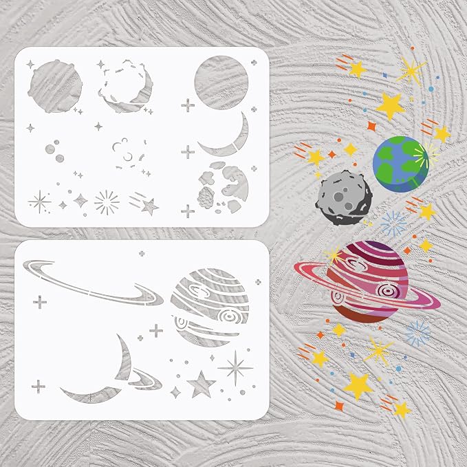 INFUNLY 2pcs Space Planets Wall Stencils - Image 2