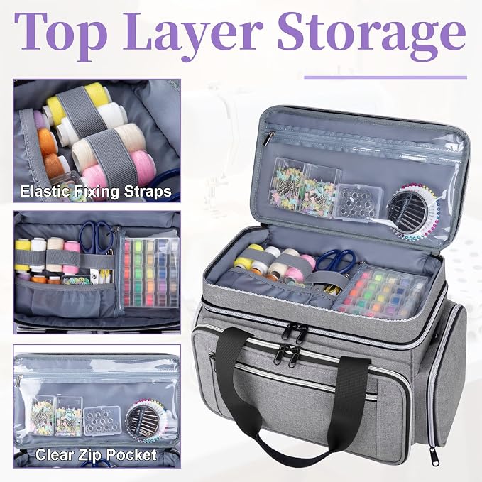 Anitor Large Sewing Supplies Organizer, Double Layer Sewing Storage Organizer - Image 4