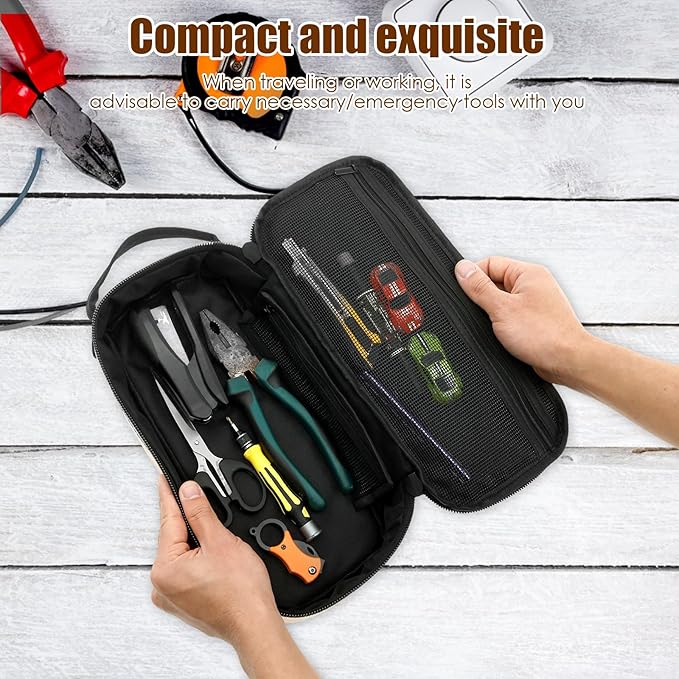 2 Pack Small Tool Bags, Portable Tool Box Organizer, Heavy Duty Tool Storage Bag with Zipper Work Tote for Repairman, Electrician, Carpenters