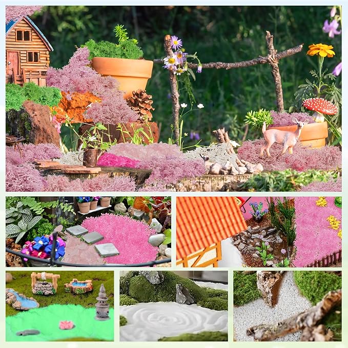 QUOZUO Pink Theme Scenery Basing Material Kit, 10 Pack Fairy Garden Miniatures - Image 3