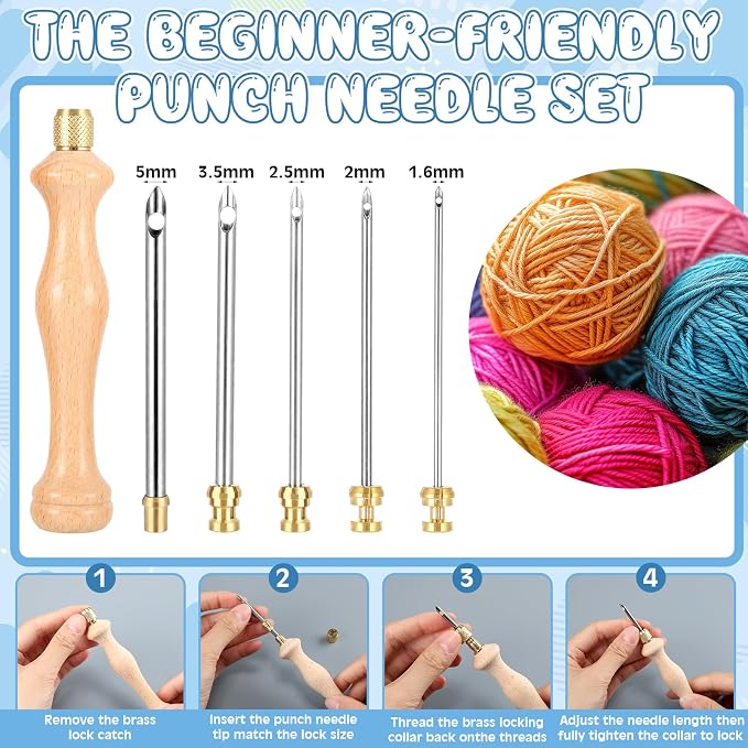 Riceshoot 48 Pcs Punch Needle Kit Adjustable Embroidery Tool Set - Image 4