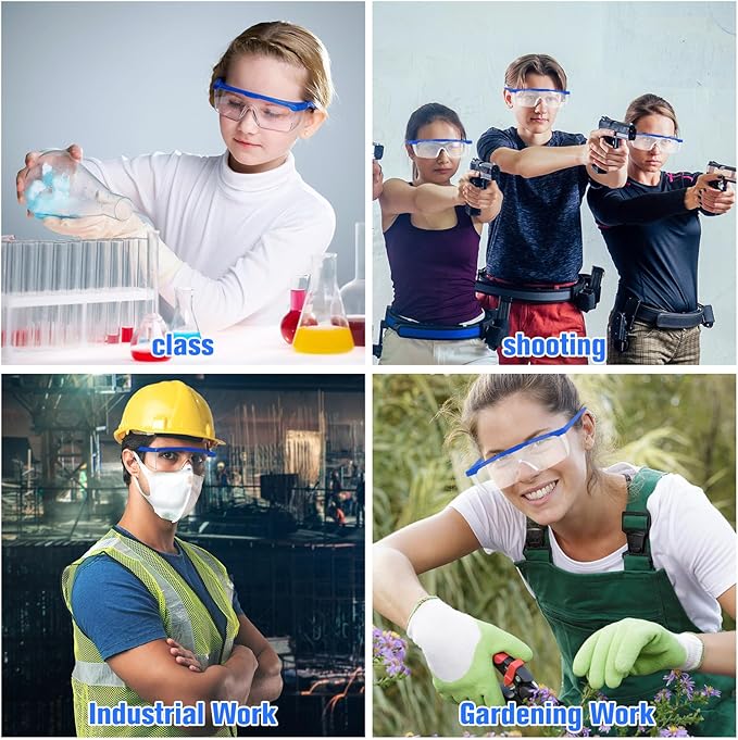 100 Pairs Safety Goggles Bulk Protective Glasses for Shooting Lab Safety Goggles Over Glasses for Kids Adult