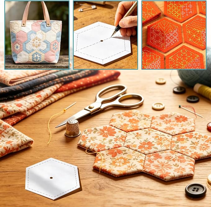 120 PCS Hexagon Piecing Paper Templates, Quilting Templates Accessories - Image 5