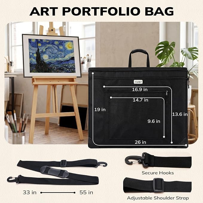 JusArt Art Portfolio Bag, 18x24 Foldable Light Weight Portfolio Folder Case - Image 2