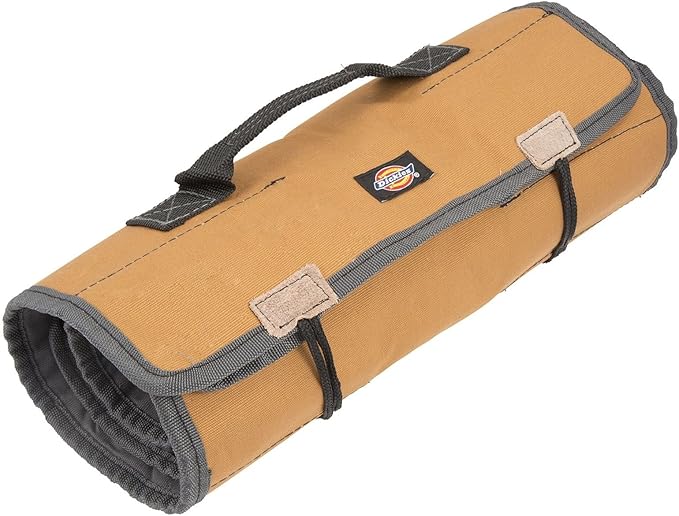 Dickies Large Wrench/Screwdriver Organizer Roll for Mechanics, 23 Tool Pockets, Durable Canvas Construction, 26 in. x 14.25 in. Unrolled, Grey/Tan