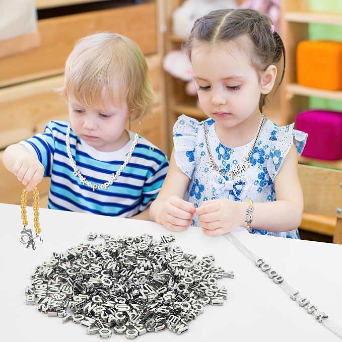 Augshy 700Pcs Silver Large Alphabet Letter Beads - Image 6