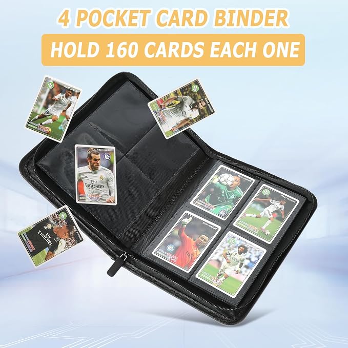 4 Pocket Ringless Side Loading Trading Card Binder, 160 Cards PU Fixed Page - Image 5