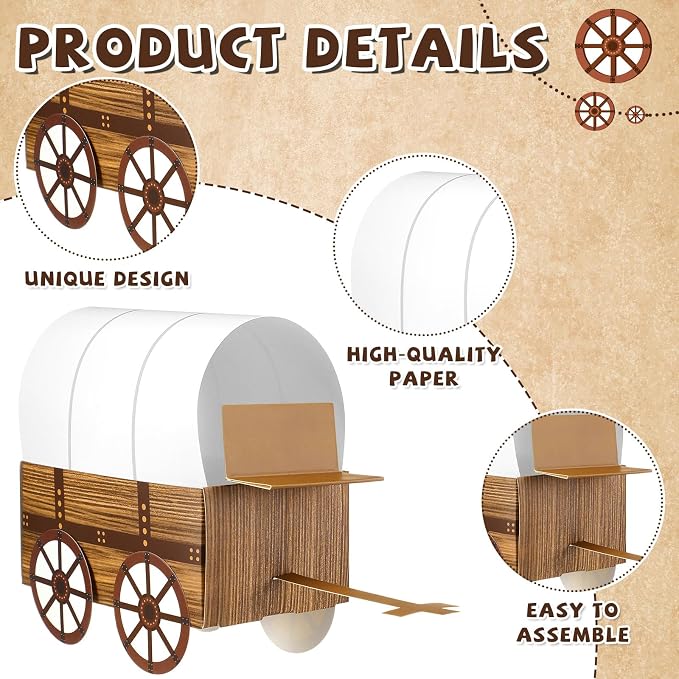 Motipuns 24 Pcs 3D Western Covered Wagon Craft Kit Toy Wagon - Image 3
