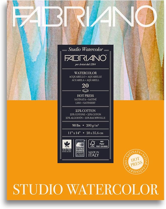 Fabriano Studio Watercolor Pad, 90 lb., 20 Sheets by Fabriano